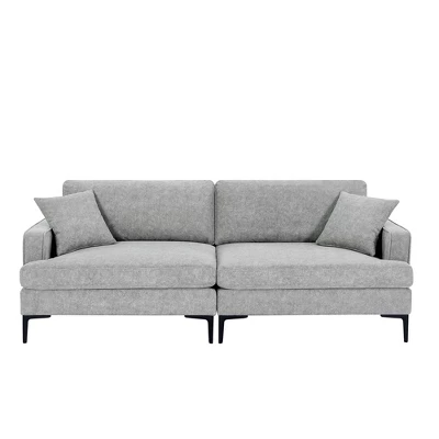 80.7" Modern Upholstered Loveseat Sofa With Metal Legs And 2 Pillows-ModernLuxe 3 80.7" Modern Upholstered Loveseat Sofa With Metal Legs And 2 Pillows-ModernLuxe - Image 3