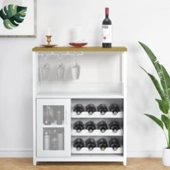 3-Tier Wine Bar Cabinet With Detachable Wine Rack And Drawer, Industrial Sideboard And Buffet Cabinet -Baxton Studio Shop GUEST ec5b2b17 7a58 4221 af1d 020d75d247b4