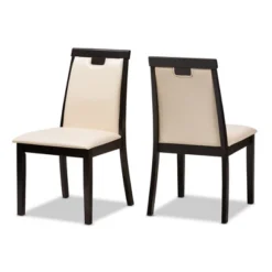 Set Of 2 Evelyn Modern And Contemporary Faux Leather Upholstered And Finished Dining Chairs Dark Brown/ Beige - Baxton Studio 9 Set Of 2 Evelyn Modern And Contemporary Faux Leather Upholstered And Finished Dining Chairs Dark Brown/ Beige - Baxton Studio -Baxton Studio Shop GUEST ec7164c1 6efa 43c4 beb2 e9c2f0588870