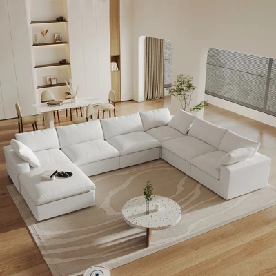 WJShome 160" Cloud Couch Modular Sectional Sofa For Livingroom,Convertible Sofa With Storage Ottomans,7 Seat Wide Couches 13 WJShome 160" Cloud Couch Modular Sectional Sofa For Livingroom,Convertible Sofa With Storage Ottomans,7 Seat Wide Couches - Image 13