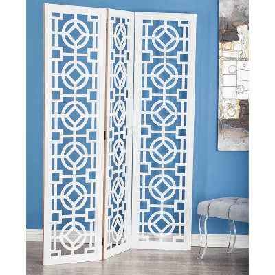 Farmhouse Wood Patterned Room Divider Screen White - Olivia & May 2 Farmhouse Wood Patterned Room Divider Screen White - Olivia & May - Image 2