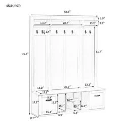 TIRAMISUBEST 5-in-1 Entryway Bench With Coat Rack - White Entryway Organizer With Storage 11 TIRAMISUBEST 5-in-1 Entryway Bench With Coat Rack - White Entryway Organizer With Storage -Baxton Studio Shop GUEST ed8d5809 1085 4d18 ad98 d90dabef5039