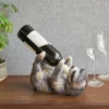 True Sloth Polyresin Wine Bottle Holder, Felt Base, Set Of 1, Grey, Holds 1 Standard Wine Bottle, Novelty Wine Decor