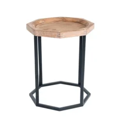 Grayson Wood And Metal Side Table Natural - Finch