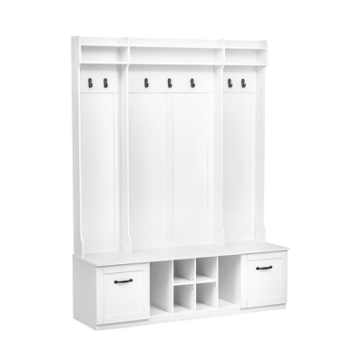 TIRAMISUBEST 5-in-1 Entryway Bench With Coat Rack - White Entryway Organizer With Storage 7 TIRAMISUBEST 5-in-1 Entryway Bench With Coat Rack - White Entryway Organizer With Storage - Image 7