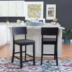 Torino Contemporary 24" Counter Height Barstool Hardwood/Black - Linon -Baxton Studio Shop GUEST edcbfabf 67c7 4bda 9f7c 75b6bd9ad9b2