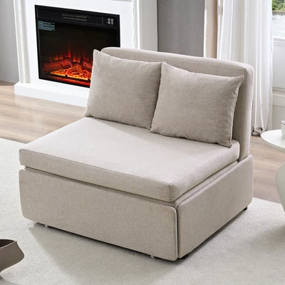 Mjkone Full/Queen Size Sofa Bed, 2 In 1 Convertible Linen Loveseat Sleeper Sofa Couch With Cushions 13 Mjkone Full/Queen Size Sofa Bed, 2 In 1 Convertible Linen Loveseat Sleeper Sofa Couch With Cushions - Image 13