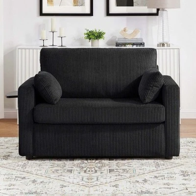 47.2" Twin Size Corduroy Sleeper Sofa With Foldable Mattress, Multi-Function Pull Out Sofa Bed For Guest Room Or Small Apartment–The Pop Home 7 47.2" Twin Size Corduroy Sleeper Sofa With Foldable Mattress, Multi-Function Pull Out Sofa Bed For Guest Room Or Small Apartment–The Pop Home - Image 7