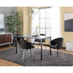 Set Of 2 Claire Dining Chairs Chrome/Black - LumiSource: Upholstered Low Back, Foam Filled, Steel Frame -Baxton Studio Shop GUEST edfcd58a 7ae9 4716 8766 e96b8d7b9d12