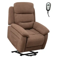 Costway Power Lift Recliner Chair Sofa For Elderly W/ Side Pocket & Remote Control GreyBrown -Baxton Studio Shop GUEST ee0b428c 0c1f 49b1 8274 403af6cde708