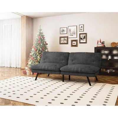 Dyonery 70" Memory Foam Folding Convertible Linen Futon Sofa Couch,Detachable Cushion,Adjustable Backrest, For Living Room,Office,Apartment, Black 12 Dyonery 70" Memory Foam Folding Convertible Linen Futon Sofa Couch,Detachable Cushion,Adjustable Backrest, For Living Room,Office,Apartment, Black - Image 12