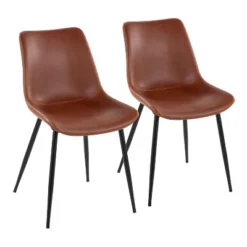 Set Of 2 Durango Dining Chairs Black/Cognac: Vintage Faux Leather, Metal Legs - LumiSource -Baxton Studio Shop GUEST ee378215 147e 48df a3ff 1dc03073bb19