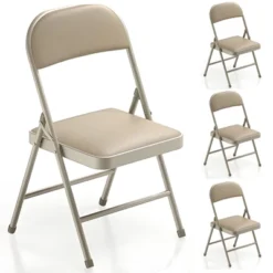 SUGIFT 4-Pack Heavy Duty Metal Folding Chairs With Padded Seat & Back, Portable For Indoor/Outdoor Events, Office, Wedding, Party, Beige, 330 Lbs -Baxton Studio Shop GUEST ee6bb1b1 6cc1 4aea 98c0 03e739dd105e