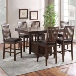 7pc Yorktown Counter Storage Dining Set Espresso - Steve Silver Co.