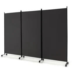 Costway 3-Panel Folding Room Divider 6Ft Rolling Privacy Screen WithLockable Wheels Black/Brown/Grey/White 22 Costway 3-Panel Folding Room Divider 6Ft Rolling Privacy Screen WithLockable Wheels Black/Brown/Grey/White -Baxton Studio Shop GUEST eea3a677 218a 4e36 9100 8491f32c2786