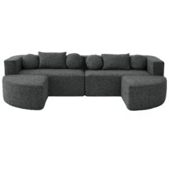 114.9"W Modular Sectional Sofa With Curved Design, Free-Combined Boucle Fabric Sofa Bed - ModernLuxe 20 114.9"W Modular Sectional Sofa With Curved Design, Free-Combined Boucle Fabric Sofa Bed - ModernLuxe -Baxton Studio Shop GUEST eedc38fb 9b75 41c6 915d a05abe64b7b5