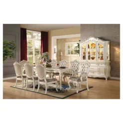 Set Of 2 Chantelle Arm Dining Chair Pearl White/Rose Gold - Acme Furniture