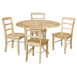 42" Albion Drop Leaf Dining Table With 4 Madrid Ladderback Chairs - International Concepts -Baxton Studio Shop GUEST ef3a8ca1 2b51 4b37 82c5 16fb27fa471e