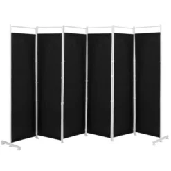Costway 6-Panel Room Divider Folding Privacy Screen W/Steel Frame Decoration BrownBlack -Baxton Studio Shop GUEST ef92bfe3 66f9 4edc 8a4d 842d98d97266