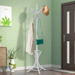Costway Wood Standing Hat Coat Rack Jacket Bag Hanger Tree W/12 Hooks & Umbrella Stand 11 Costway Wood Standing Hat Coat Rack Jacket Bag Hanger Tree W/12 Hooks & Umbrella Stand -Baxton Studio Shop GUEST ef99aaf0 44d5 44ad 8293 683a4ff25e8b