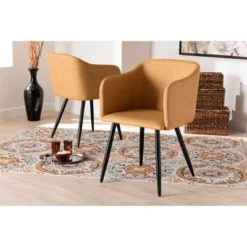 2pc Eris Tan Leather Upholstered And Metal Dining Chairs Black/Tan - Baxton Studio 10 2pc Eris Tan Leather Upholstered And Metal Dining Chairs Black/Tan - Baxton Studio -Baxton Studio Shop GUEST ef9b566b 2805 45a5 a1e7 645959ad0399