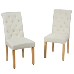 Costway Set Of 2 Parsons Upholstered Fabric Chair With Wooden Legs Pink/Beige/Grey/White&Black 14 Costway Set Of 2 Parsons Upholstered Fabric Chair With Wooden Legs Pink/Beige/Grey/White&Black -Baxton Studio Shop GUEST efa7e125 8afd 4553 b9a4 e899727127e1