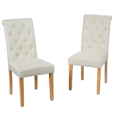 Costway Set Of 2 Parsons Upholstered Fabric Chair With Wooden Legs Pink/Beige/Grey/White&Black 3 Costway Set Of 2 Parsons Upholstered Fabric Chair With Wooden Legs Pink/Beige/Grey/White&Black - Image 3
