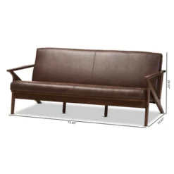 Bianca Mid-Modern Walnut Wood Distressed Faux Leather 3 Seater Sofa Dark Brown - Baxton Studio -Baxton Studio Shop GUEST efafbf22 0107 490e a04c 244afb61f915