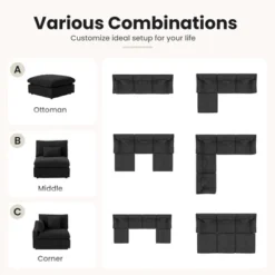 Modular Sectional Sofa With Ottoman,156" U Shaped Down Filled Cloud Couch,8 Seater Convertible Living Room Sets,Cover Washable And Replaceable -Baxton Studio Shop GUEST efbf84b2 fc59 4953 9329 e083a3500063 4