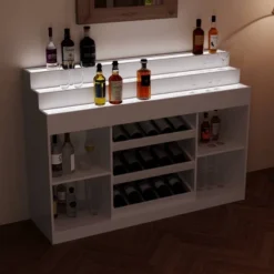 FUFU&GAGA White Home Bar Cabinet,LED Wine Rack With Storage,Liquor Cabinet With Tiered Display, For Living Room & Minimalist Interiors 18 FUFU&GAGA White Home Bar Cabinet,LED Wine Rack With Storage,Liquor Cabinet With Tiered Display, For Living Room & Minimalist Interiors -Baxton Studio Shop GUEST eff5c85d 684c 4fed add5 005804a55740