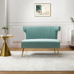 Cadmus 46" Modern Velvet Armless Loveseat With Channel-tufted Wingback For Living Room And Drawing Room| KARAT HOME 29 Cadmus 46" Modern Velvet Armless Loveseat With Channel-tufted Wingback For Living Room And Drawing Room| KARAT HOME -Baxton Studio Shop GUEST eff90bf7 169c 4bc8 a0cd c57ac4af18d2