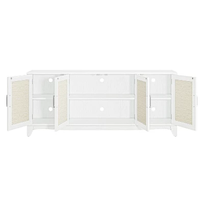 70" Farmhouse Style Natural Wood Desktop TV Stand For TVs Up To 75" White Oak - Home Essentials 3 70" Farmhouse Style Natural Wood Desktop TV Stand For TVs Up To 75" White Oak - Home Essentials - Image 3