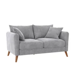 Magnolia 2 Seater Loveseat Sofa With Pillows Pocket Coil Seating Light Gray Velvet - Novogratz -Baxton Studio Shop GUEST f00af032 e161 483b bdc9 3476cc295449