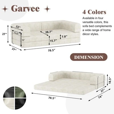Convertible Corduroy Sleeper Sofa Bed: 3-Seater Futon With King Mattress. No-Assembly Fixed Frame For Living Room, Dorm & Studio. 1 Convertible Corduroy Sleeper Sofa Bed: 3-Seater Futon With King Mattress. No-Assembly Fixed Frame For Living Room, Dorm & Studio.