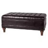 Deluxe Tufted Storage Bench Espresso - HomePop: Faux Leather, Bedroom & Living Room Use, Hinged Lid