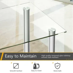 Costway 5 Piece Dining Set Table 29.6'' And 4 Chairs Glass Metal Kitchen Breakfast Furniture White -Baxton Studio Shop GUEST f159f245 cf94 409c ae7b e821e8c79123