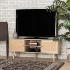 Sebille Wood With Natural Rattan 2 Door TV Stand For TVs Up To 45" Light Brown - Baxton Studio 15 Sebille Wood With Natural Rattan 2 Door TV Stand For TVs Up To 45" Light Brown - Baxton Studio -Baxton Studio Shop GUEST f167fa22 f747 4999 b0fb 533cb878199c