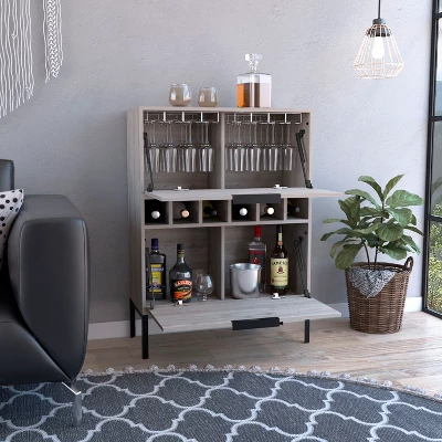 Gulches Wine Cabinet With 6 Cubbies, 2 Door Flexible Cabinets, 4 Legs And 34.3'' Superior Top 2 Gulches Wine Cabinet With 6 Cubbies, 2 Door Flexible Cabinets, 4 Legs And 34.3'' Superior Top - Image 2