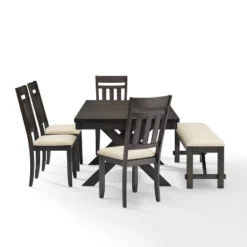 Hayden 6pc Extendable Dining Set With Bench And 4 Slat Back Chairs Slate - Crosley 24 Hayden 6pc Extendable Dining Set With Bench And 4 Slat Back Chairs Slate - Crosley -Baxton Studio Shop GUEST f1834e1a e820 4fe5 916b 4b697b01a359