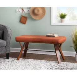 42" Folia Bench Polyester/Wood Walnut/Orange - LumiSource -Baxton Studio Shop GUEST f185ae36 2f35 45fe 8a02 0bbad733db61