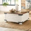 Wystfield Cocktail Table With Storage White/Brown - Signature Design By Ashley: Rectangular Lift-Top, Distressed Two-Tone Finish
