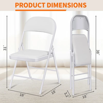 SUGIFT Folding Chairs With Padded Seats Foldable Chair For Outdoor & Indoor Use (Set Of 4) 4 SUGIFT Folding Chairs With Padded Seats Foldable Chair For Outdoor & Indoor Use (Set Of 4) - Image 4