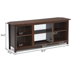 Costway TV Stand 58 Inch Entertainment Media Console Center Up To 65 Inch Coffee Or Black With 2 Tiers