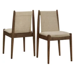 Set Of 2 Mckinley Walnut Finish Cocoa Fabric Dining Chairs Walnut - Inspire Q -Baxton Studio Shop GUEST f1df0e66 6ae5 4c44 8722 92907dc5b55a