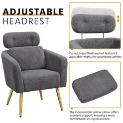 Yaheetech Boucle Barrel Accent Chair With Adjustable Headrest -Baxton Studio Shop GUEST f1f15178 b374 4385 a5ce 90c3a485e7b2