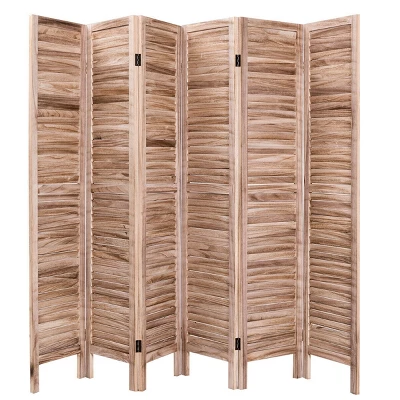 Costway 67'' High 6 Panel Room Divider Furniture Classic Venetian Wooden Slat Home 11 Costway 67'' High 6 Panel Room Divider Furniture Classic Venetian Wooden Slat Home - Image 11
