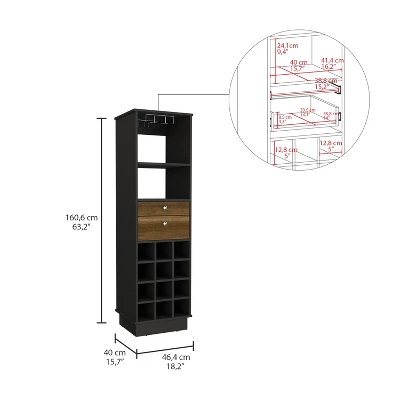 Gulches 12 Bottle Wine Cabinet With Built In Racks, 2 Drawers, 1 Shelf, 24'' Top Decor Not Included 2 Gulches 12 Bottle Wine Cabinet With Built In Racks, 2 Drawers, 1 Shelf, 24'' Top Decor Not Included - Image 2
