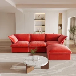 122.82" Cloud Modular Sectional Sofa,L Shaped Couch Down Filled With Chaise Ottoman,Deep Seat Couches For Living Room,Cushion Covers Removable 30 122.82" Cloud Modular Sectional Sofa,L Shaped Couch Down Filled With Chaise Ottoman,Deep Seat Couches For Living Room,Cushion Covers Removable -Baxton Studio Shop GUEST f2431517 0273 4f71 b914 969affe45bfc