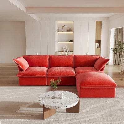 122.82" Cloud Modular Sectional Sofa,L Shaped Couch Down Filled With Chaise Ottoman,Deep Seat Couches For Living Room,Cushion Covers Removable 15 122.82" Cloud Modular Sectional Sofa,L Shaped Couch Down Filled With Chaise Ottoman,Deep Seat Couches For Living Room,Cushion Covers Removable - Image 15