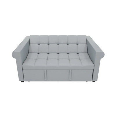 TiramisuBest 2-Seater Convertible Velvet Loveseat Sofa Bed – Pull-Out Sleeper Couch With Side Pocket, Adjustable Backrest & Scroll Arm Design,Gray 14 TiramisuBest 2-Seater Convertible Velvet Loveseat Sofa Bed – Pull-Out Sleeper Couch With Side Pocket, Adjustable Backrest & Scroll Arm Design,Gray - Image 14